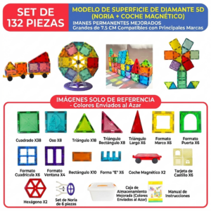 Set de Bloques Magnéticos Educativos 132 Piezas – Kit de Construcción Avanzado
