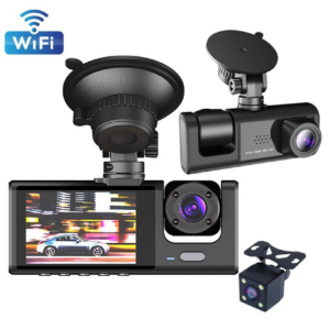 Cámara de Auto 3 en 1 (Frontal, Trasera e Interior) Full HD 1080p – Grabación de Seguridad